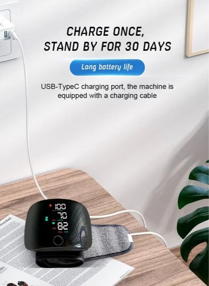 جهاز قياس ضغط الدم الرقمي للمعصم، مزود بكفة قابلة للتعديل، وذاكرة تخزين لـ 99 قراءة، وشاشة عرض كبيرة، وميزة التحدث، وحقيبة حمل، وساعة قياس ضغط الدم الأوتوماتيكية للمعصم. - Image 5